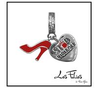 Charm Cuore Scarpa Rossa Stop violenza sulle donne in argento 925 - Les Folies