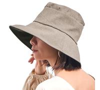 CHARM Da Donna Sole Cappello Estate Spiaggia Giapponese Design Largo Tesa UV Protezione Marrone Chiaro