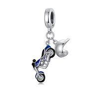 Charm da moto in argento Sterling per bracciali Pandora, per uomini e donne, Smaltato, Smalto