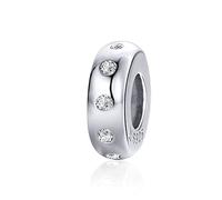 Charm distanziatore in argento Sterling 925 con clip per braccialetti Pandora, Argento sterling Argento