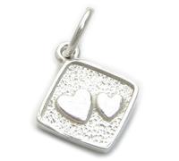 Charm doppio cuore in argento sterling .925 x 1 cuori d'amore charms