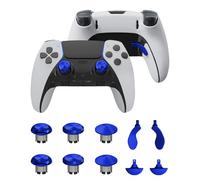 CHARM FOCUS Bacchette in metallo e pagaie posteriori per controller PS5 | Kit di ricambio per levette analogiche per PS5 Dual Sense Edge Stick Module, 6 joystick, 4 pulsanti posteriori, blu
