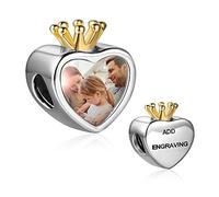 Charm Foto Argento 925 Personalizzato Foto Bead con la Tua Immagine di Memoria Europea Perline Ciondolo con foto Fit Collana Bracciale Pandora Regalo Compleanno Natale Ricordo del bambino