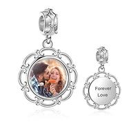 Charm Foto Argento 925 Personalizzato Foto Bead con la Tua Immagine di Memoria Europea Perline Ciondolo con foto Fit Collana Bracciale Pandora Regalo Compleanno Natale Ricordo del bambino