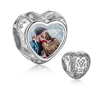 Charm Foto Argento 925 Personalizzato Foto Bead con la Tua Immagine di Memoria Europea Perline Ciondolo con foto Fit Collana Bracciale Pandora Regalo Compleanno Natale