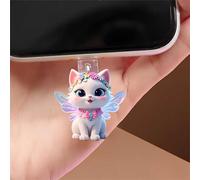 Charm in acrilico a forma di gatto con fiore e fata per prodotti elettronici, con porta di ricarica di tipo C, compatibile con e-reader, telefono, tablet, regalo per Natale, compleanno, anniversario