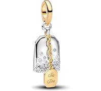 Charm in argento 925 a forma di bustina di tè, compatibile con braccialetti Pandora, Trollbeads, Chamilia, Biagi e molti altri braccialetti con charm del Regno Unito.