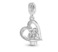 Charm in argento 925 con coppia di sposi e sposi in argento 925, compatibile con braccialetti Pandora, Trollbeads, Chamilia, Biagi e molti altri braccialetti con ciondoli del Regno Unito.