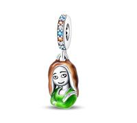 Charm in argento 925 con dipinto di Mona Lisa, compatibile con braccialetti Pandora, Trollbeads, Chamilia, Biagi e molti altri braccialetti con ciondoli del Regno Unito.