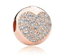 Charm in argento Sterling 925 a forma di cuore con clip per braccialetti Pandora. e Argento, colore: Oro rosa, cod. YS-S193
