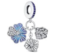 Charm in argento Sterling 925 adatto per braccialetti Pandora, fiori di loto e ciliegio, adatto come regalo per moglie, festa della mamma, San Valentino, compleanno, MINI, Argento sterling, Nessuna