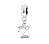 Charm in argento Sterling 925 con ciondolo a forma di lettera dell'alfabeto, utilizzabile come iniziale o per formare parole, compatibile con bracciali Pandora Z