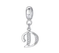 Charm in argento Sterling 925 con ciondolo a forma di lettera dell'alfabeto, utilizzabile come iniziale o per formare parole, compatibile con bracciali Pandora D