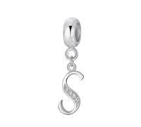 Charm in argento Sterling 925 con ciondolo a forma di lettera dell'alfabeto, utilizzabile come iniziale o per formare parole, compatibile con bracciali Pandora S