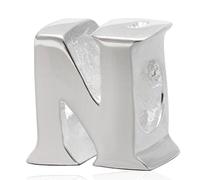 Charm in argento Sterling 925 con ciondolo a forma di lettera dell'alfabeto, utilizzabile come iniziale o per formare parole, compatibile con bracciali per charm Pandora N