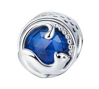 Charm in argento Sterling 925 con cuori radianti rosa autunnale e zirconia cubica trasparente, con pietra portafortuna in oro rosa, compatibile con braccialetti Pandora, Cristallo Oro rosa