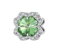 Charm in argento Sterling 925 con cuori radianti rosa autunnale e zirconia cubica trasparente, con pietra portafortuna in oro rosa, compatibile con braccialetti Pandora, Cristallo Oro rosa