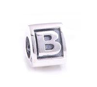 Charm in argento Sterling 925 con lettera dell'alfabeto "B", per braccialetti Pandora, Biagi, Chamilia e Trollbeads