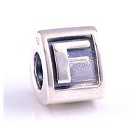 Charm in argento Sterling 925 con lettera dell'alfabeto "F" per braccialetti Pandora, Biagi Chamilia e Trollbeads