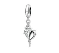 Charm in argento Sterling 925 con vetro di Murano blu opalescente e blu scuro, a forma di tartaruga marina, delfini, sirena, per braccialetti Pandora, Argento