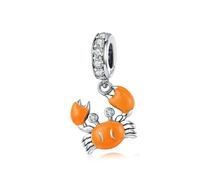 Charm in argento Sterling 925 con vetro di Murano blu opalescente e blu scuro, a forma di tartaruga marina, delfini, sirena, per braccialetti Pandora, Argento