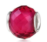 Charm in argento Sterling 925 in vetro di Murano lavorato a lume con pietra portafortuna per compleanno, anniversario, per braccialetti Pandora, Tutti, vetro