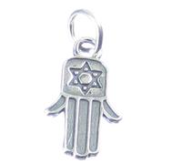 Charm in argento sterling Mano di Hamsa .925 x 1 Mano Khamsa di Fatima Mary