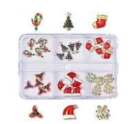 Charm in metallo con strass e cappello di Babbo Natale, fiocco di neve, decorazioni per unghie per donne