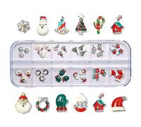 Charm in metallo con strass e cappello di Babbo Natale, fiocco di neve, decorazioni per unghie per donne