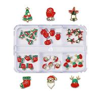 Charm in metallo con strass e cappello di Babbo Natale, fiocco di neve, decorazioni per unghie per donne