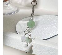 Charm in stile Ins in ceramica a forma di coniglio carino, portachiavi pendente minimalista a forma di quadrifoglio come regalo per la madre, la famiglia, gli amici, per compleanni, vacanze, charm per