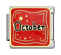 Charm italiano da gennaio a dicembre, con pietra di nascita, data, anniversario, mese cinese, 9 mm, compatibile con braccialetti Nomination, January Chinese New Year Sign, Metallo, Nessuna pietra