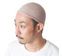 CHARM Kufi Hat - Berretto da Uomo in Cotone con Teschio, Realizzato a Mano, 2 Taglie, RosaBeige, M