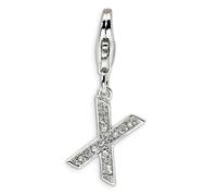 Charm Lettera Iniziale X In Argento Sterlingo .925 Solido Clip On Amore La Vita