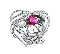 Charm Madre e Figlia, gioielli da donna, argento 925 con ciondolo con zirconi 5A, adatto ai braccialetti Pandora
