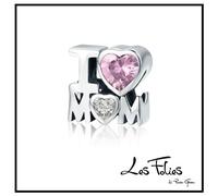 Charm Mamma I Love Mom Cuore rosa in argento 925 - Les Folies (Modello Pandora)