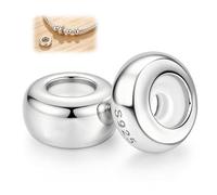 Charm Pandora, Charms - Set di 2 ciondoli in rame argentato con elemento in gomma, compatibile con altri braccialetti europei