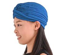 CHARM Panno Crepe Twist Turbante Cappello Intrecciato Bandana Arabo Festival Stravagante Blu