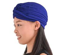 CHARM Panno Crepe Twist Turbante Cappello Intrecciato Bandana Arabo Festival Stravagante Blu Navy