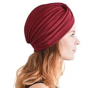 CHARM Panno Crepe Twist Turbante Cappello Intrecciato Bandana Arabo Festival Stravagante Burgogna