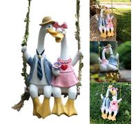 Charm per esterno con simpatiche anatre in resina da appendere ad una bellissima