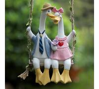 Charm per esterno con simpatiche anatre in resina da appendere ad una bellissima