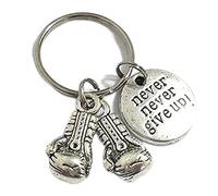 Charm per guantoni da boxe, regali da boxe, portachiavi in metallo, accessorio per auto, regalo per pugili, non rinunciare a charm