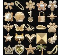 Charm per Scarpe Metallo Corona Dorata Stella Marina Conchiglia Cuore 1pz