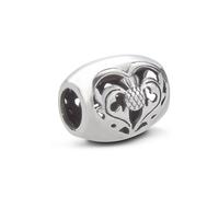 Charm Perline Cuore In Argento Thistle - Fiore Di Scozia