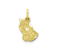 Charm Piccolo In Mano Prega In Oro Giallo 10K Solido E Taglio Diamante