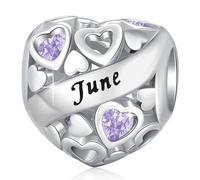 Charm Pietra di Nascita Giugno, Ciondolo cuore di Pietra di Nascita in Argento Sterling 925 e Charm Pandora,Adatto per Perline Charm bracciali europei, Regali per donne ragazze