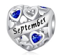 Charm Pietra di Nascita Settembre, Ciondolo cuore di Pietra di Nascita in Argento Sterling 925 e Charm Pandora,Adatto per Perline Charm bracciali europei, Regali per donne ragazze
