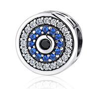 Charm portafortuna a forma di occhio di Allah, per braccialetti Pandora, compatibile con braccialetti componibili europei, in argento Sterling 925 e Argento, colore: B, cod. C092