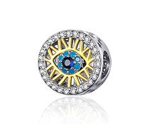 Charm portafortuna a forma di occhio di Allah, per braccialetti Pandora, compatibile con braccialetti componibili europei, in argento Sterling 925 e Argento, colore: I, cod. C092